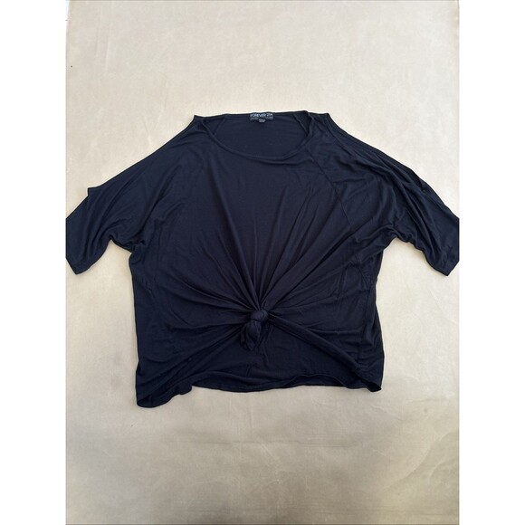 Forever 21 Short sleeve Shirt Top Womens 0XL Black Minimalist Basic - Picture 1 of 9